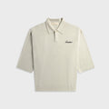 Essentials Signature 3/4 Sleeve 90s Knit Polo - Oatmeal Heather