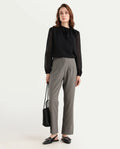 Rareism Women's Falqu Dusky Grey Polyester Blend Plain Ankle Length Tapered Trouser
