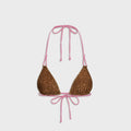 Frankies Bikinis Ari Reversible Satin Bikini Top - Vintage Cheetah