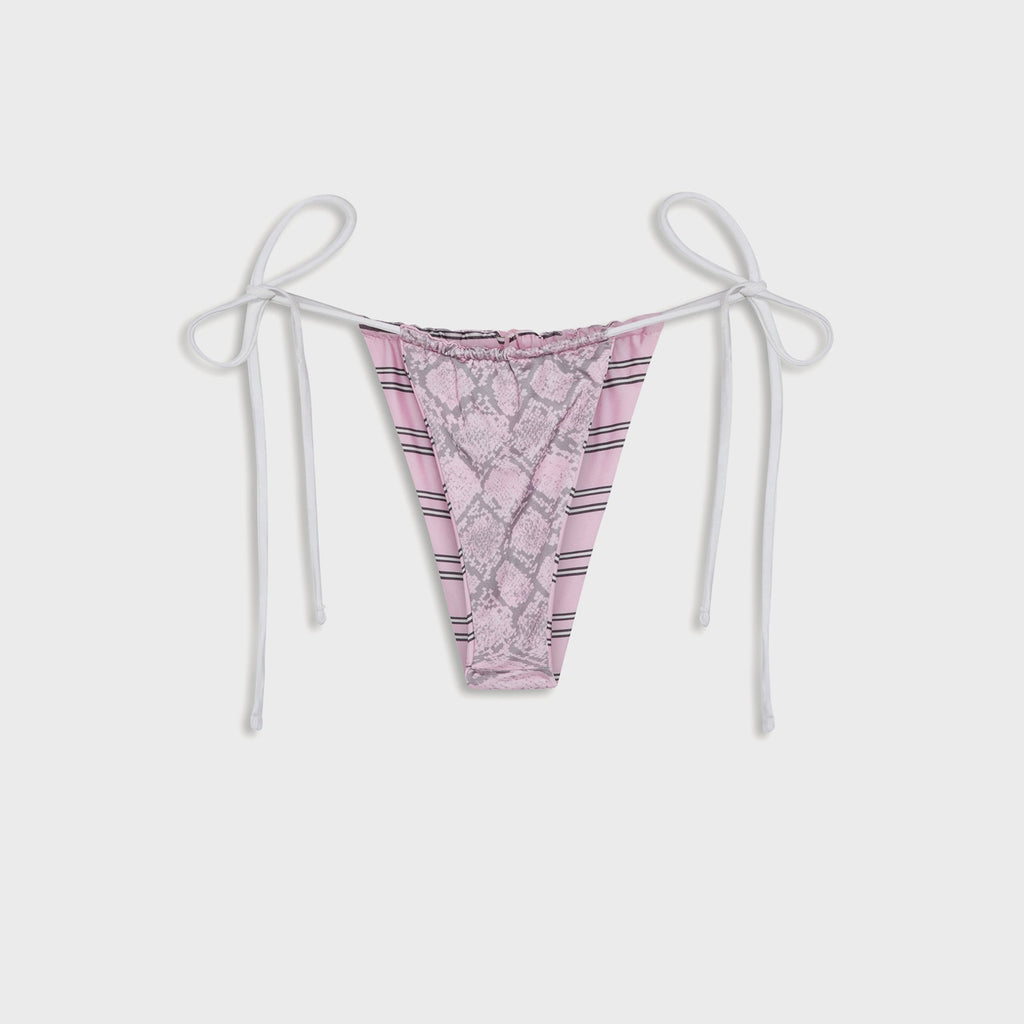 Frankies Bikinis Reversible Tia Satin Bottom - Pink Stripe