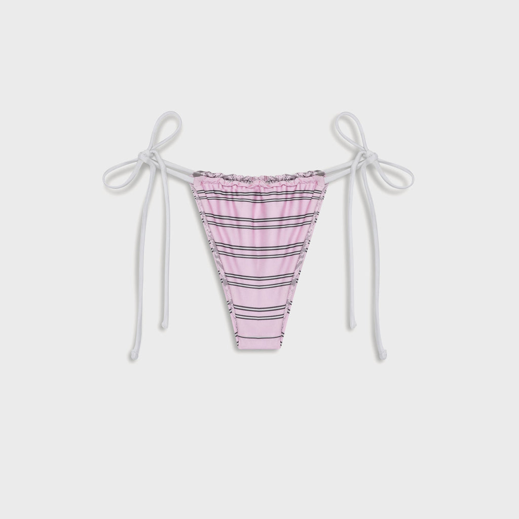 Frankies Bikinis Reversible Tia Satin Bottom - Pink Stripe