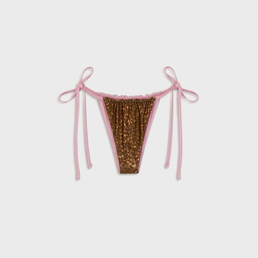 Frankies Bikinis Tia Reversible Satin Bikini Bottom - Vintage Cheetah