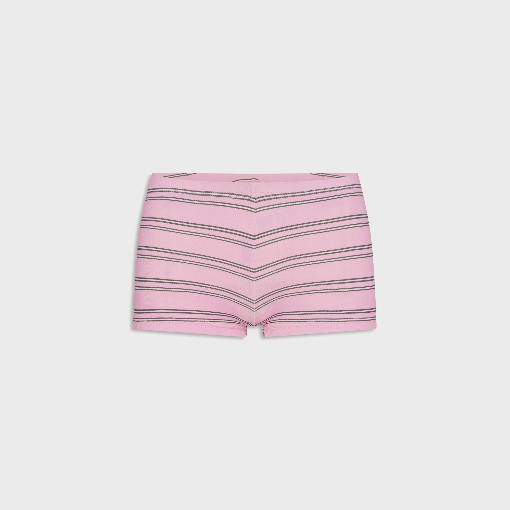 Frankies Bikinis Paulina Cotton Ribbed Short - Pink Stripe