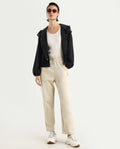 Rareism Women's Fider Beige Cotton Blend Plain Ankle Length Tapered Track Pant