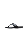 Rarez Men's Finn Black Leather Regular Sandal
