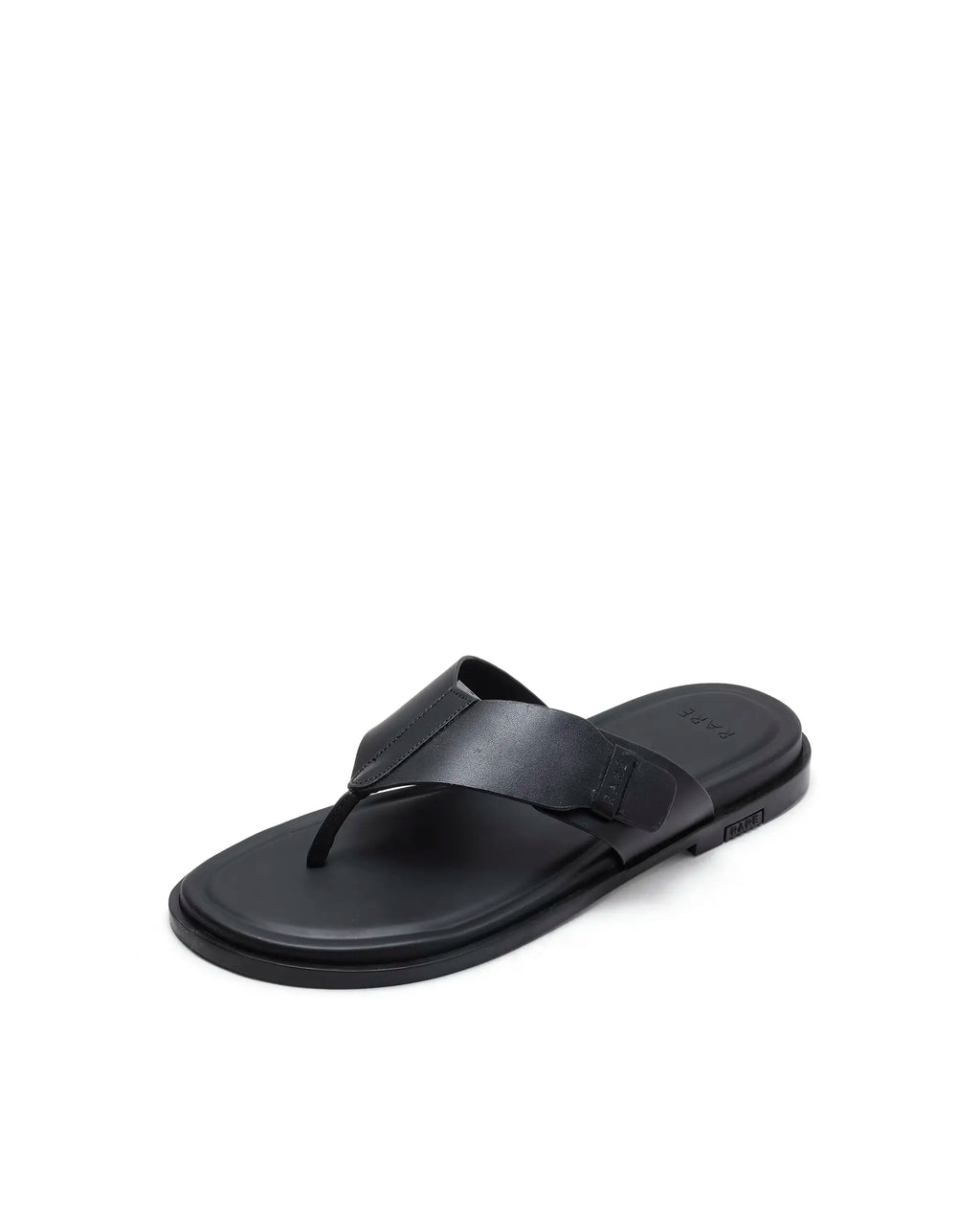Rarez Men's Finn Black Leather Regular Sandal