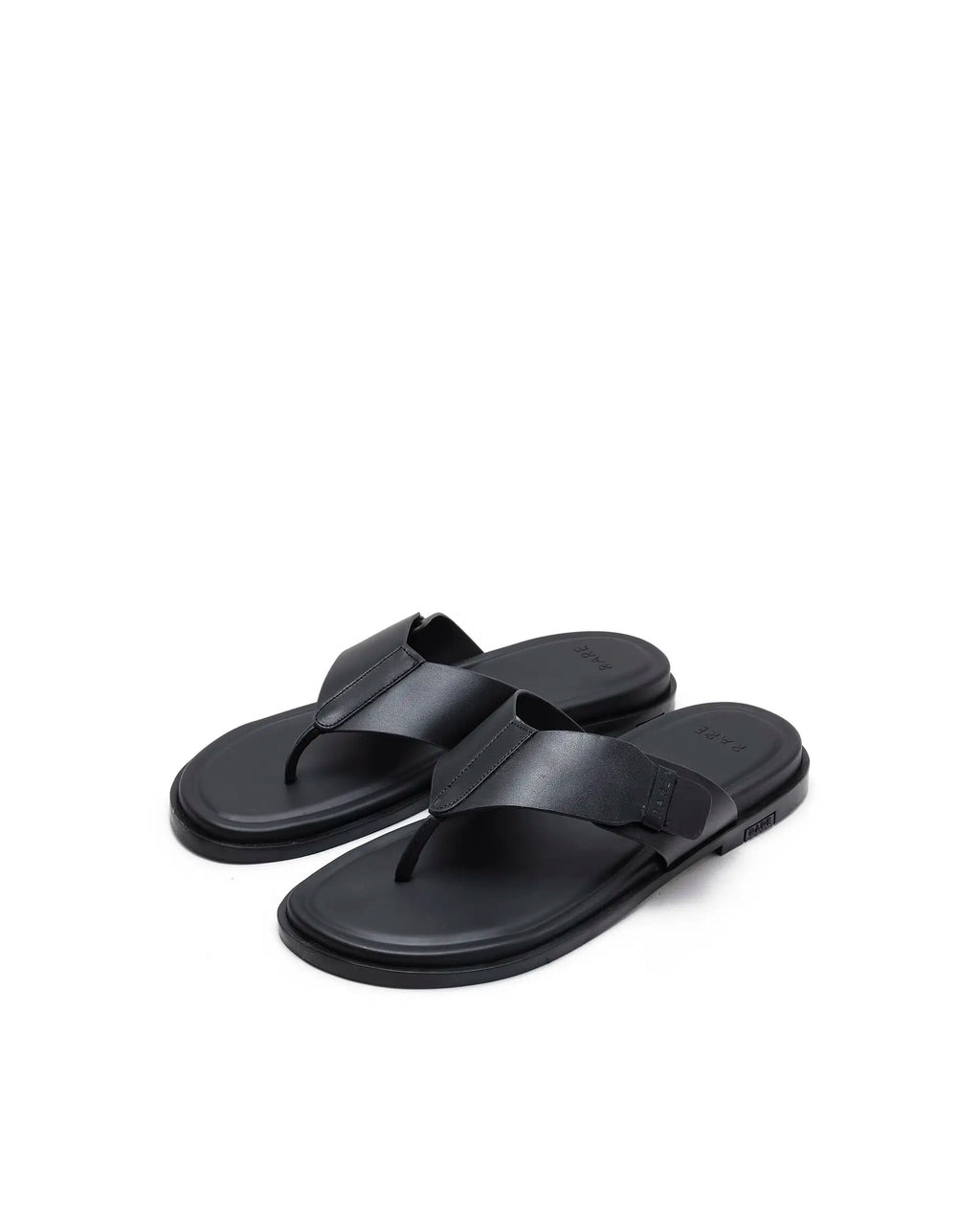Rarez Men's Finn Black Leather Regular Sandal