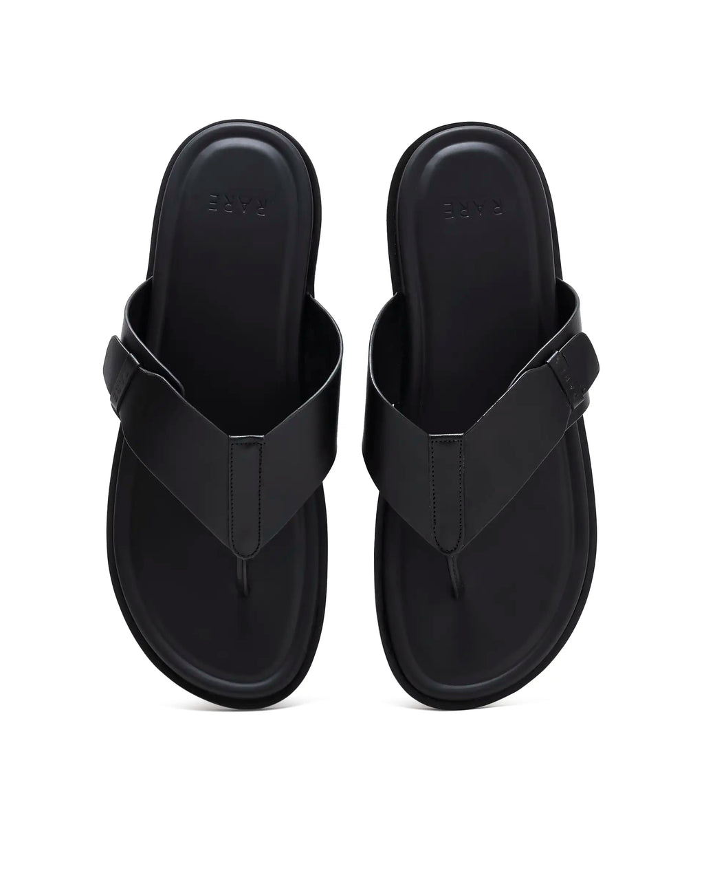 Rarez Men's Finn Black Leather Regular Sandal