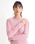 Rareism Women's Fischer Pink Viscose High Neck Plain Regular Fit Sweater