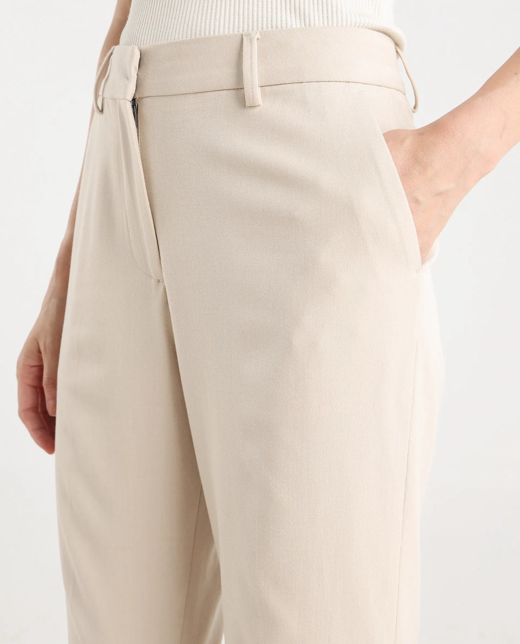 Rareism Women's Flare Beige Polyester Blend Bootcut Ankle Length Plain Travel Trouser