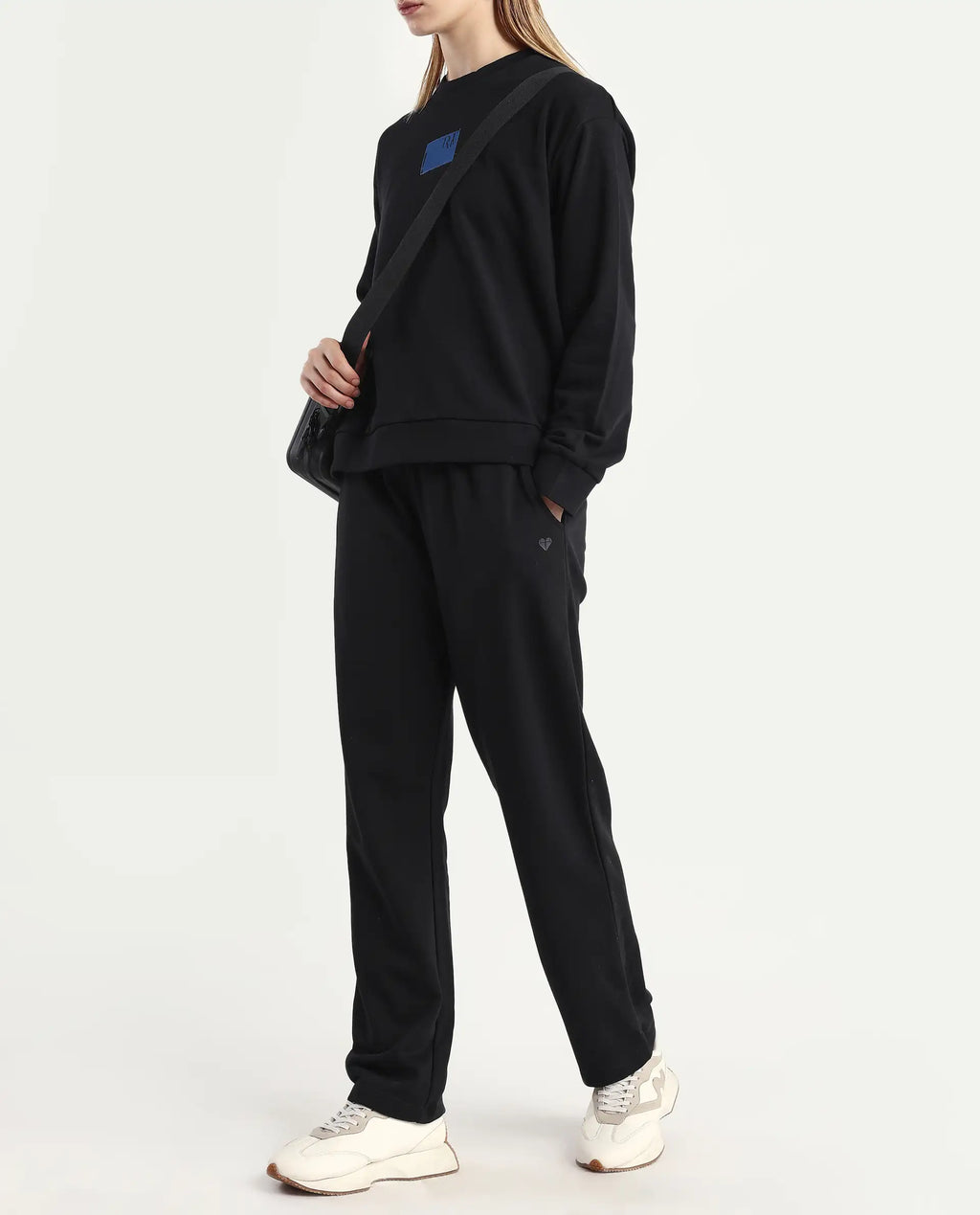 Rareism Women's Fronk Black Polyester Blend Plain Ankle Length Tailored Track Pant