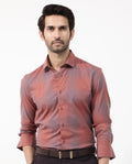 Rare Rabbit Men's Gabin Light Rust Cotton Checked Print Regular Fit Full Sleeve Collared Shirt