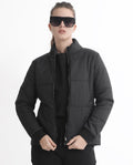 Rareism Women's Glasha Ls Black Polyester High Neck Plain Regular Fit Jacket