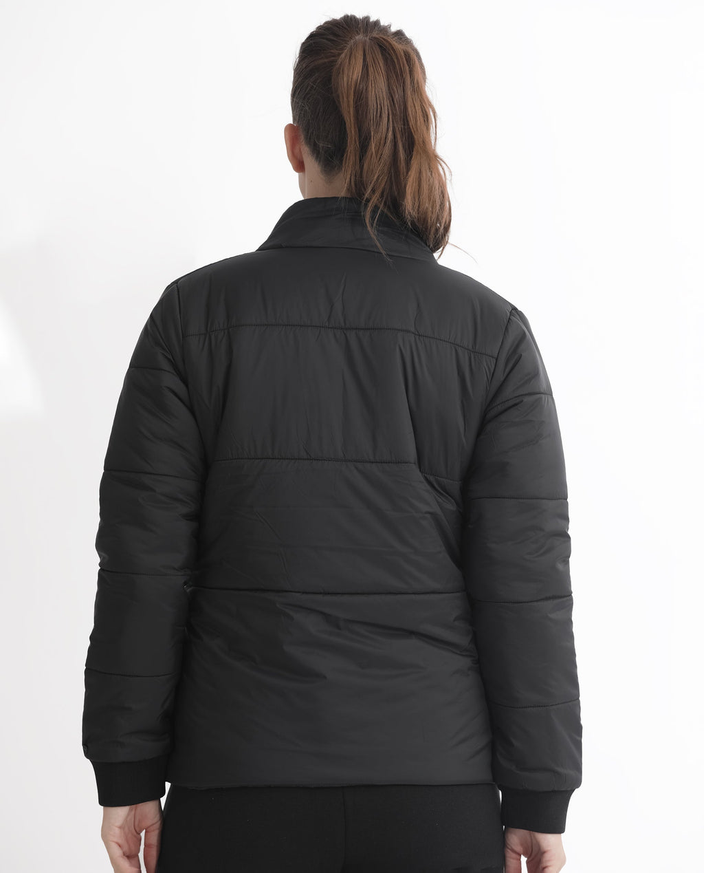 Rareism Women's Glasha Ls Black Polyester High Neck Plain Regular Fit Jacket