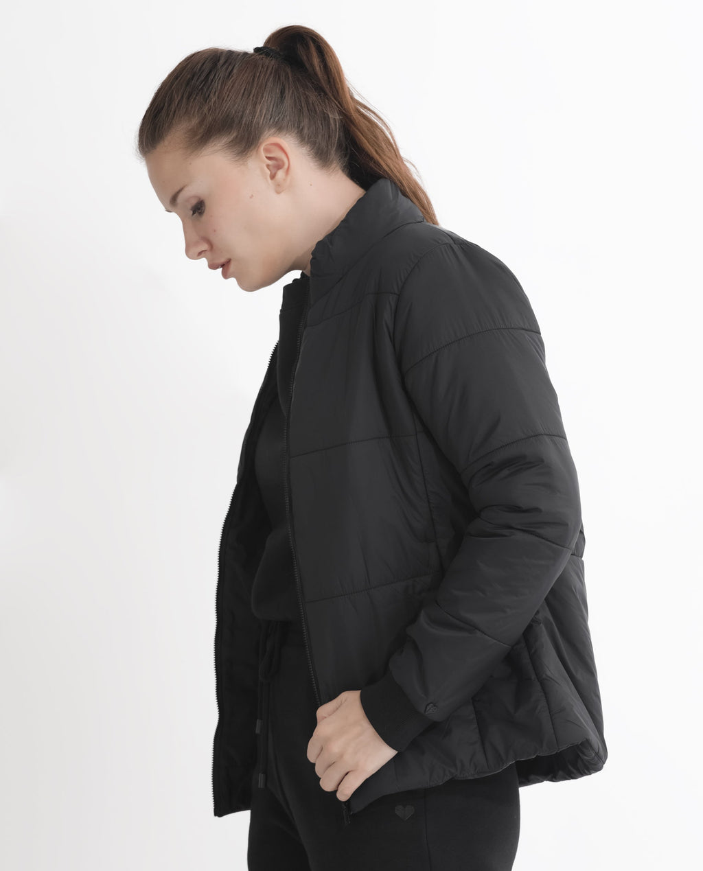 Rareism Women's Glasha Ls Black Polyester High Neck Plain Regular Fit Jacket
