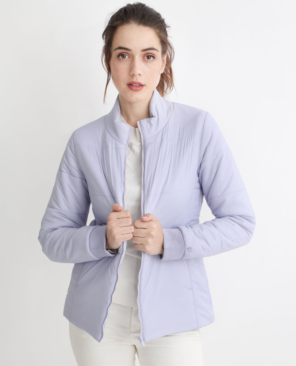 Rareism Women's Glasha Ls Purple Polyester High Neck Plain Regular Fit Jacket