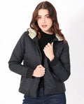 Rareism Women's Glasha Hls Black Polyester Hooded Plain Regular Fit Jacket