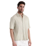 Rare Rabbit Men's Grolxan Pastel Green Cotton Striped Print Regular Fit Full Sleeve Collared Shirt