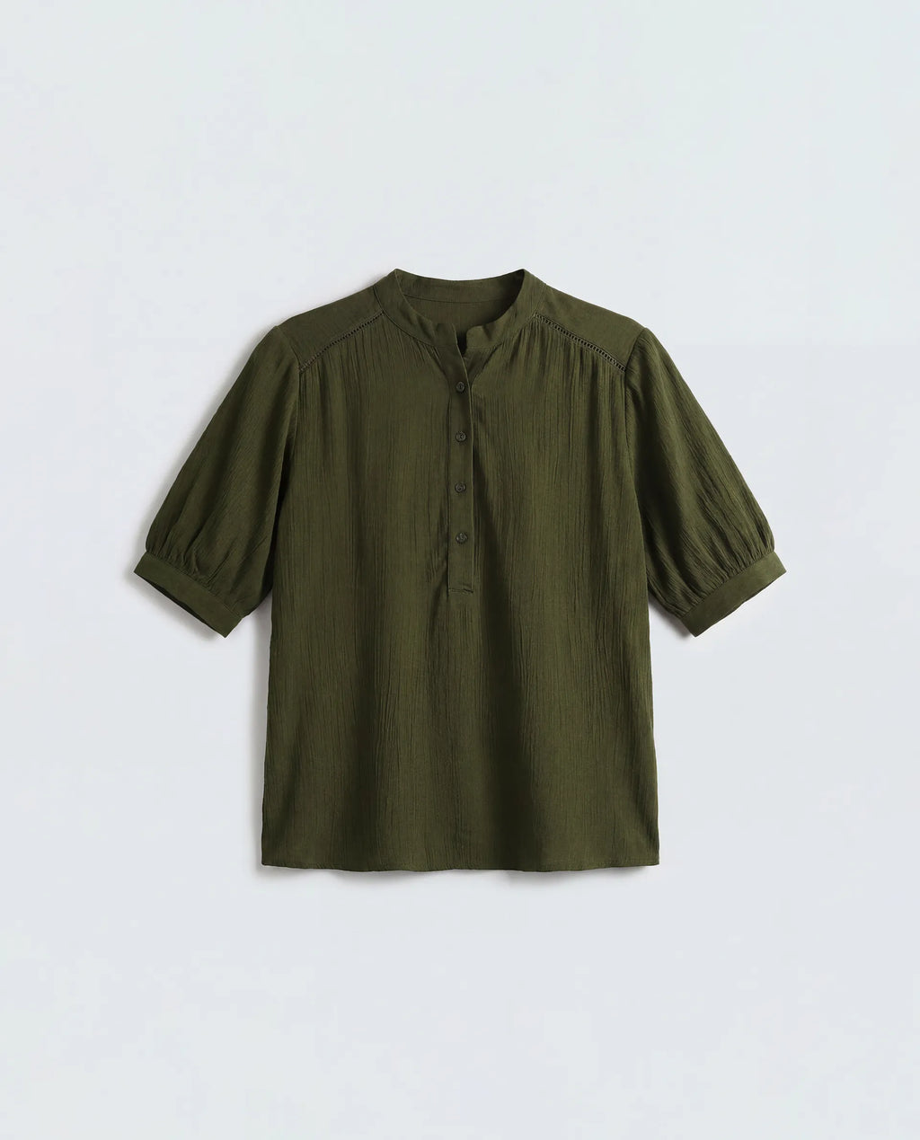 Rareism Women's Elane Olive Viscose Half Sleeve Regular Fit Plain Top