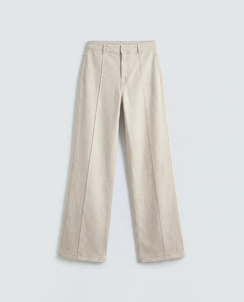 Rareism Women's Exenta Beige Cotton Wide Leg Plain Jeans