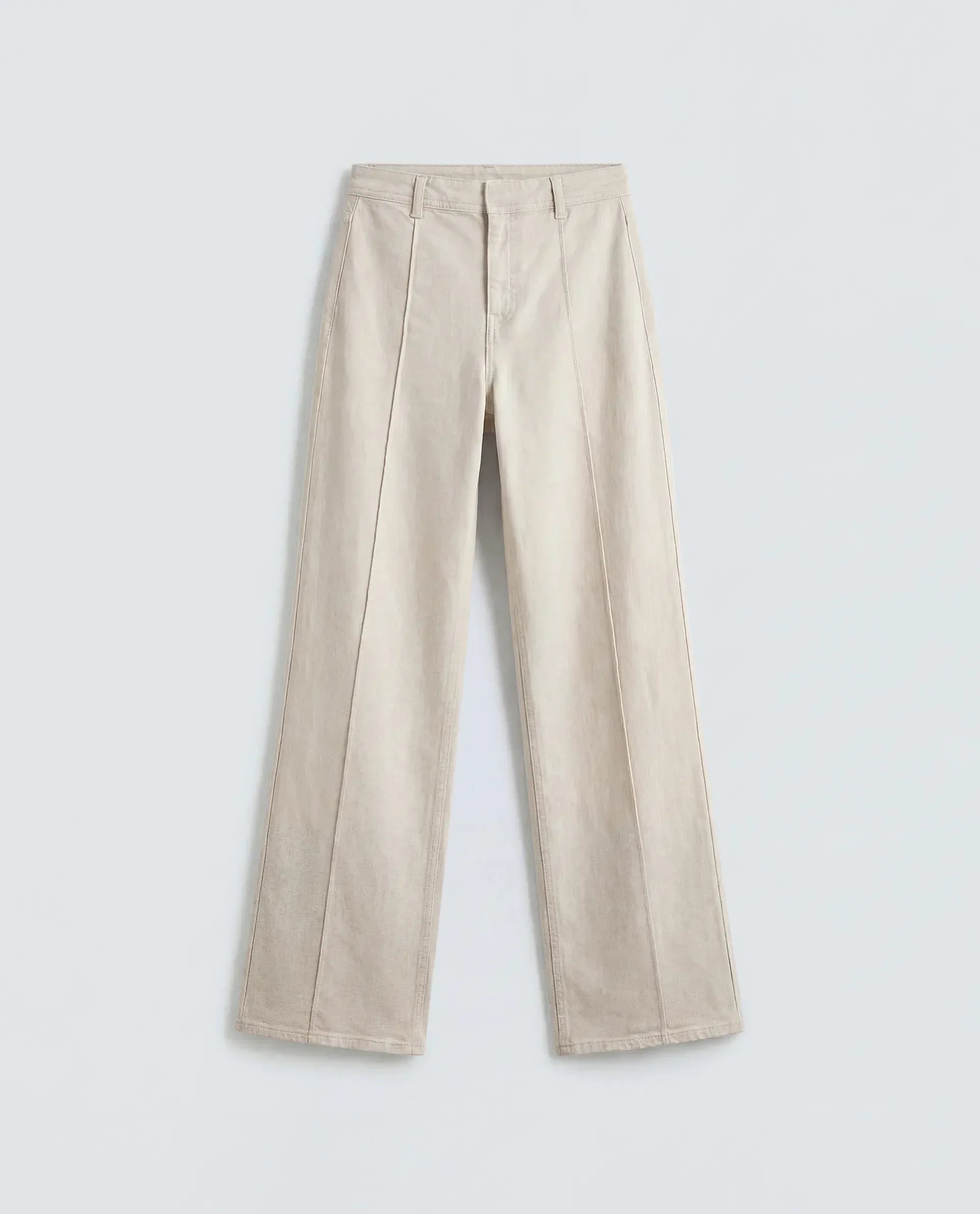 Rareism Women's Exenta Beige Cotton Wide Leg Plain Jeans