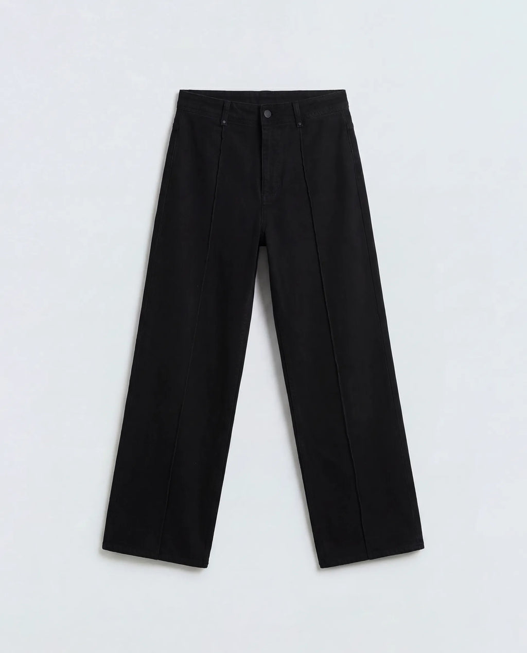 Rareism Women's Exia Black Cotton Blend Wide Leg Plain Jeans