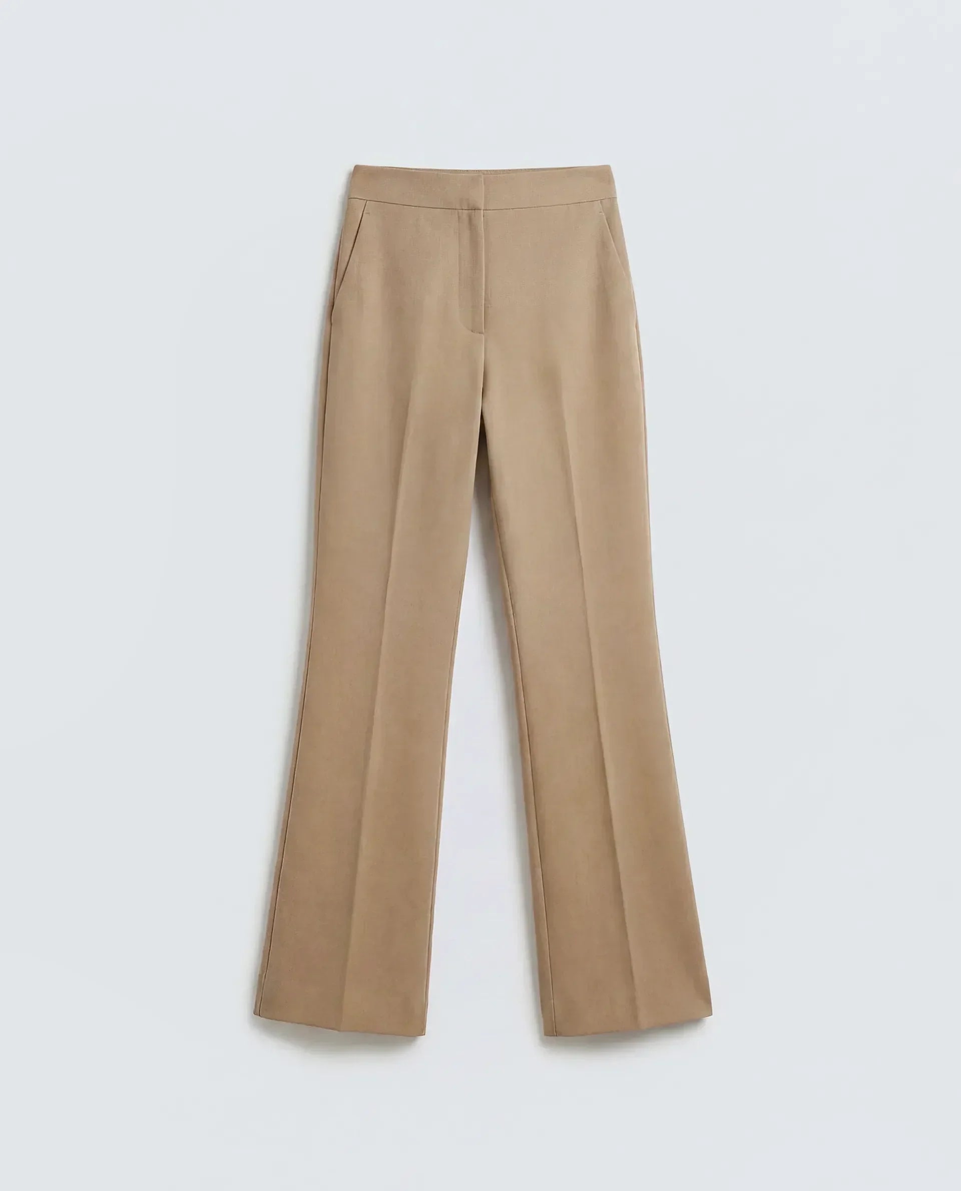 Rareism Women's Frare Khaki Viscose Bootcut Plain Trouser