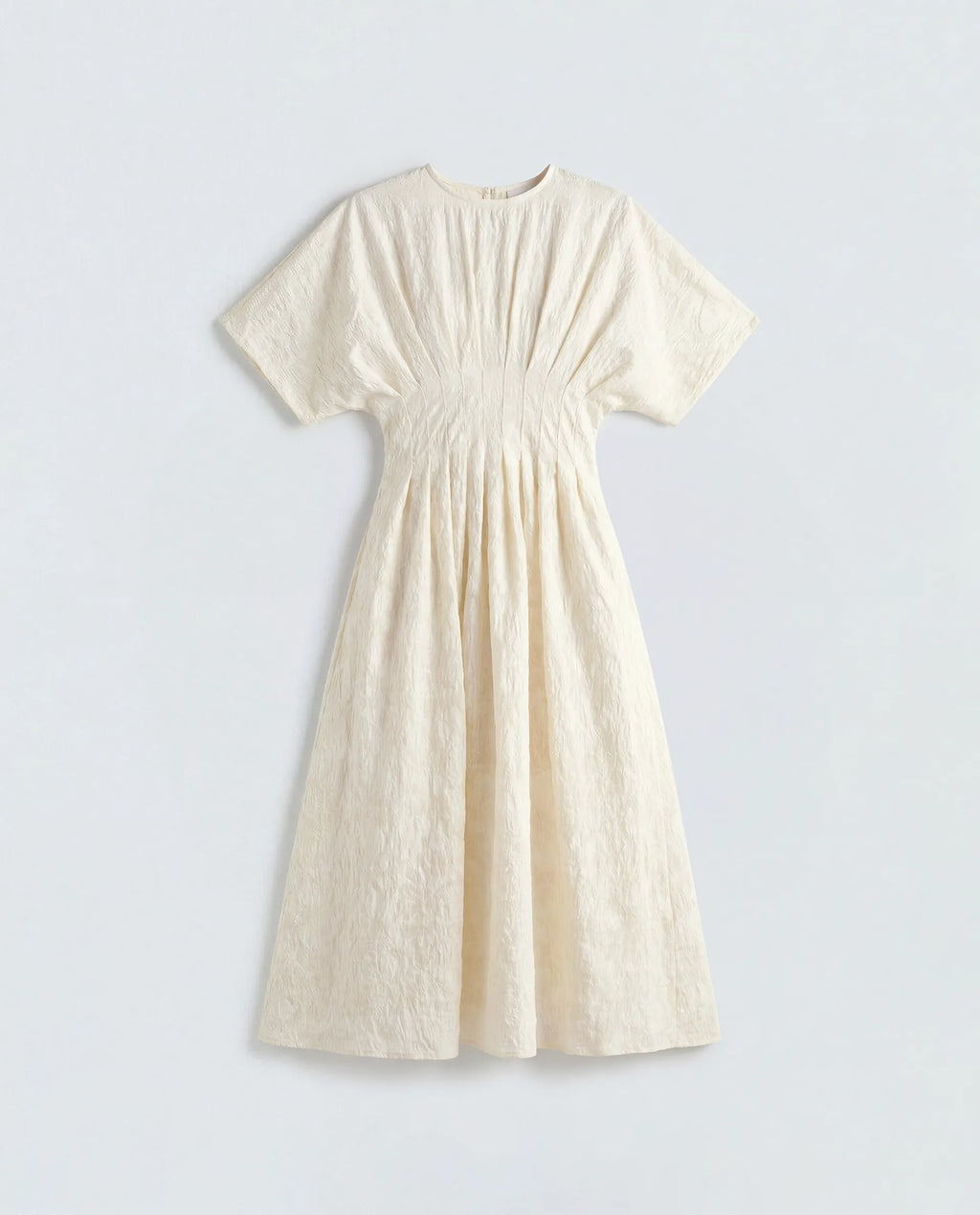 Rareism Women's Hant Off White Viscose Blend Crew Neck Fit And Flare Plain Dress