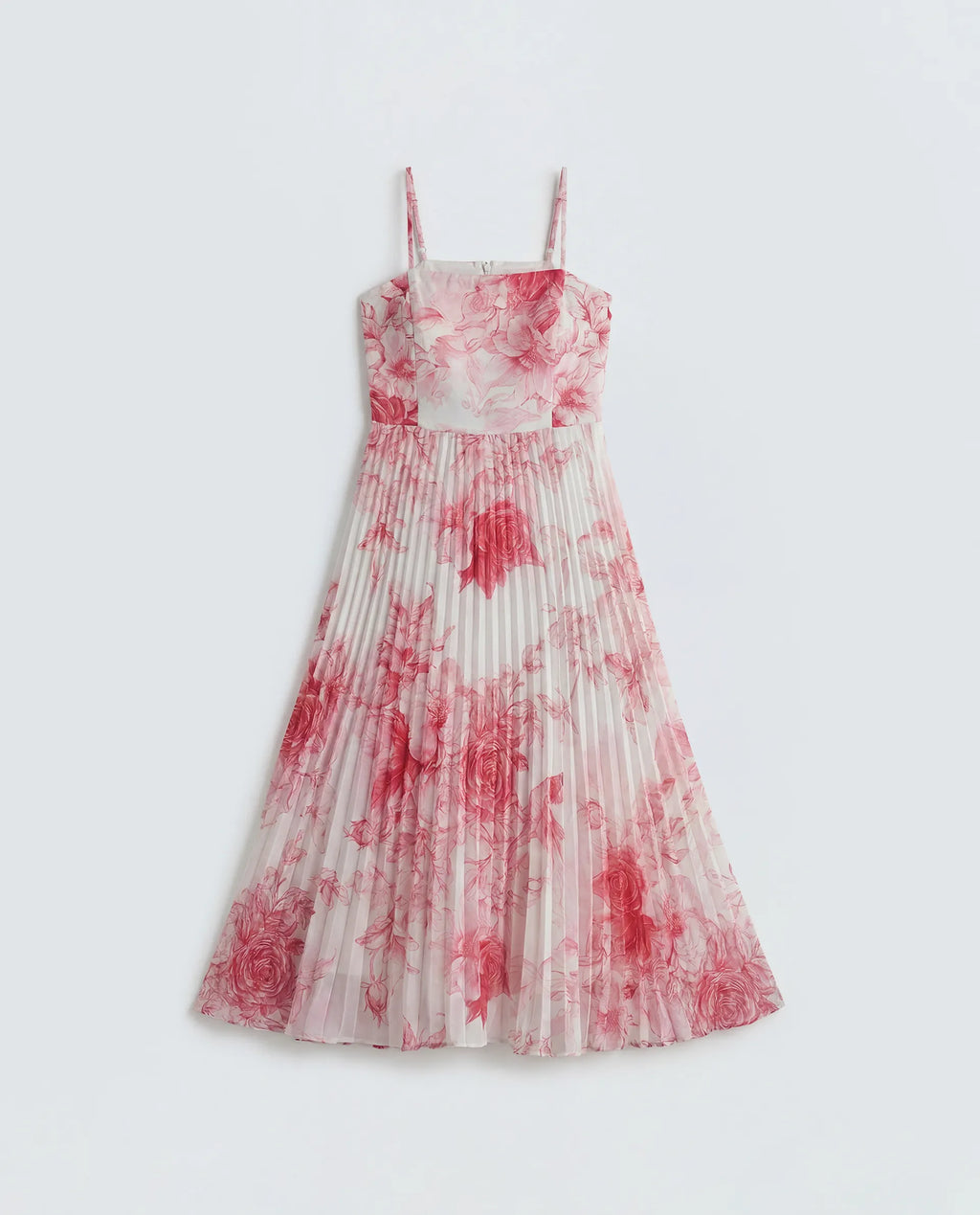 Rareism Women's Henvo Off White Polyester Tube Neck Fit And Flare Floral Print Dress