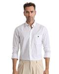 Rare Rabbit Men's Harmin White Cotton Embroidered Regular Fit Full Sleeve Collared Shirt