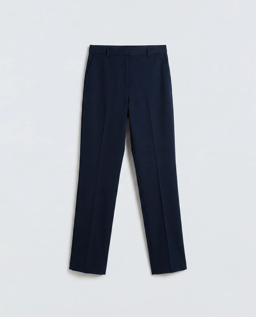 Rareism Women's Paper Navy Viscose Blend Fabric Tapered Plain Trouser