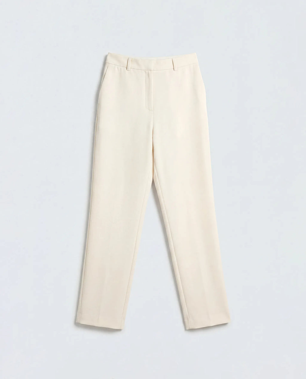 Rareism Women's Paper Off White Viscose Blend Tapered Plain Trouser