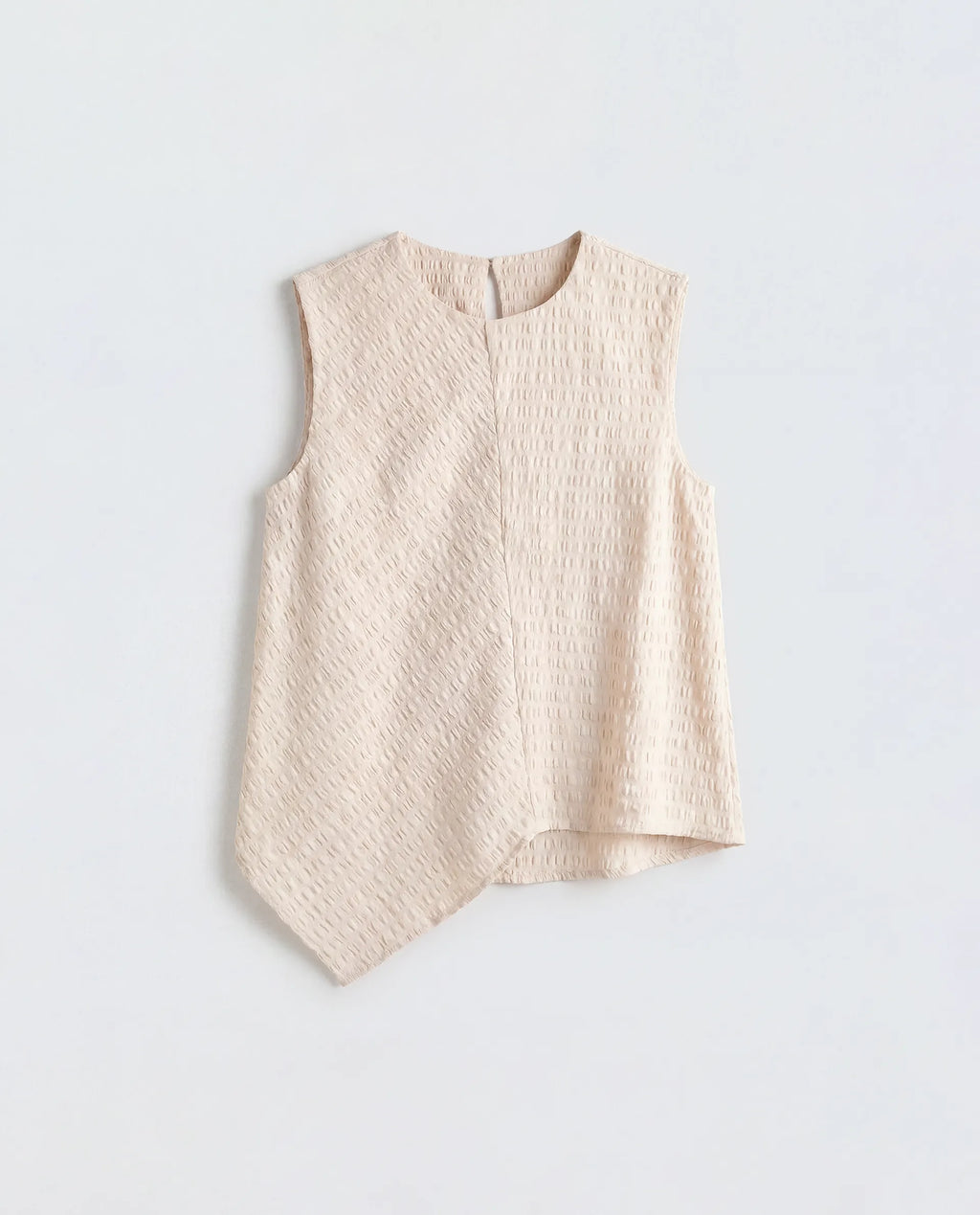 Rareism Women's Roulo-R Beige Polyester Sleeveless Crew Neck Button Relaxed Plain Top