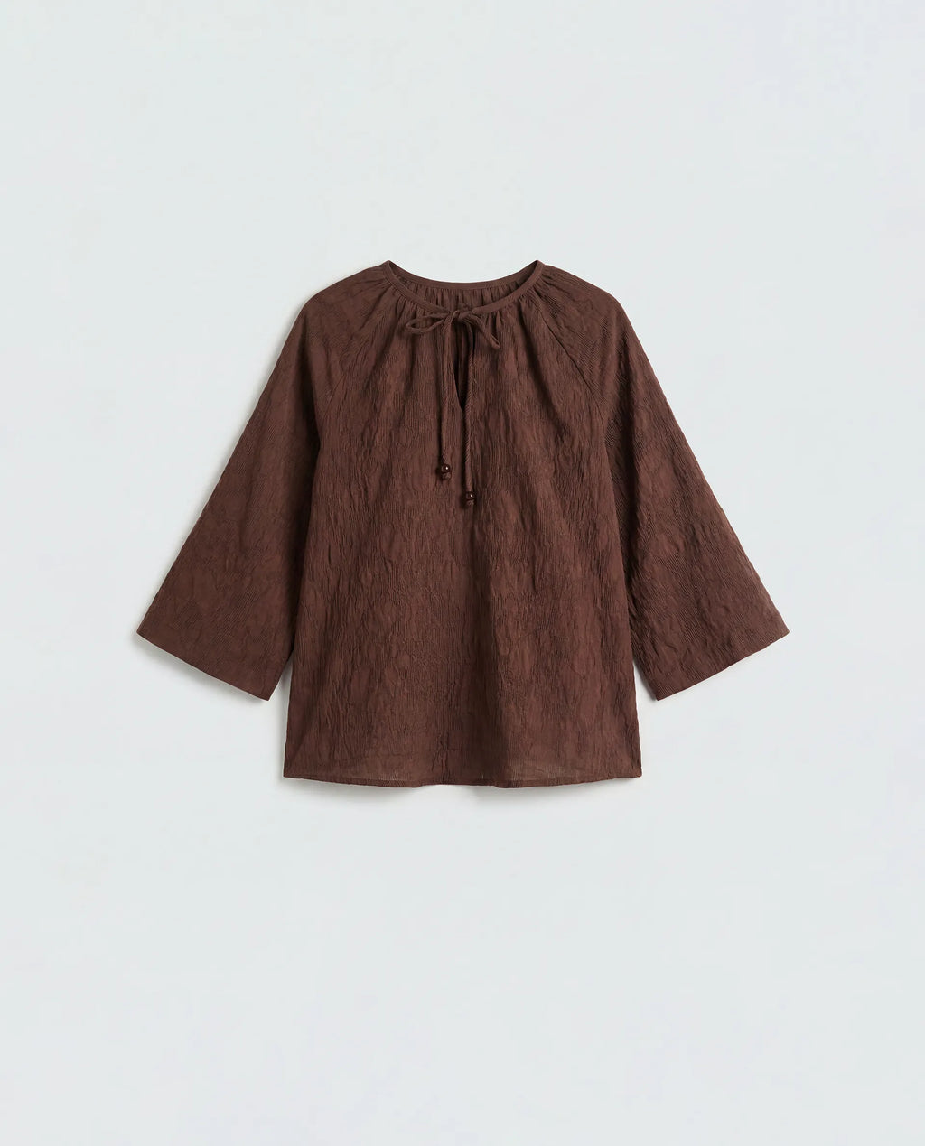 Rareism Women's Rucos Brown Viscose Blend Crew Neck Relaxed Jacquard Top