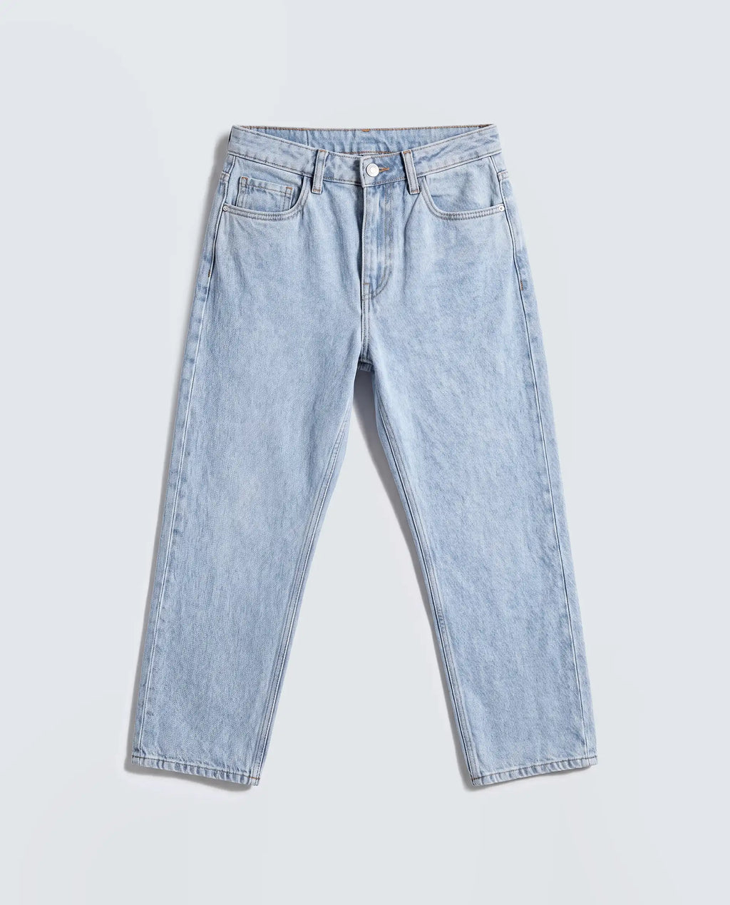 Rareism Women's Strefin Light Blue Cotton Straight Fit Plain Jeans