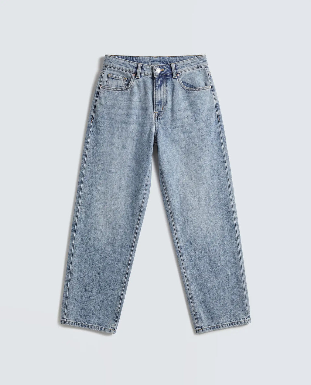 Rareism Women's Talbeia Light Blue Cotton Tall Barrel Fit Plain Jeans