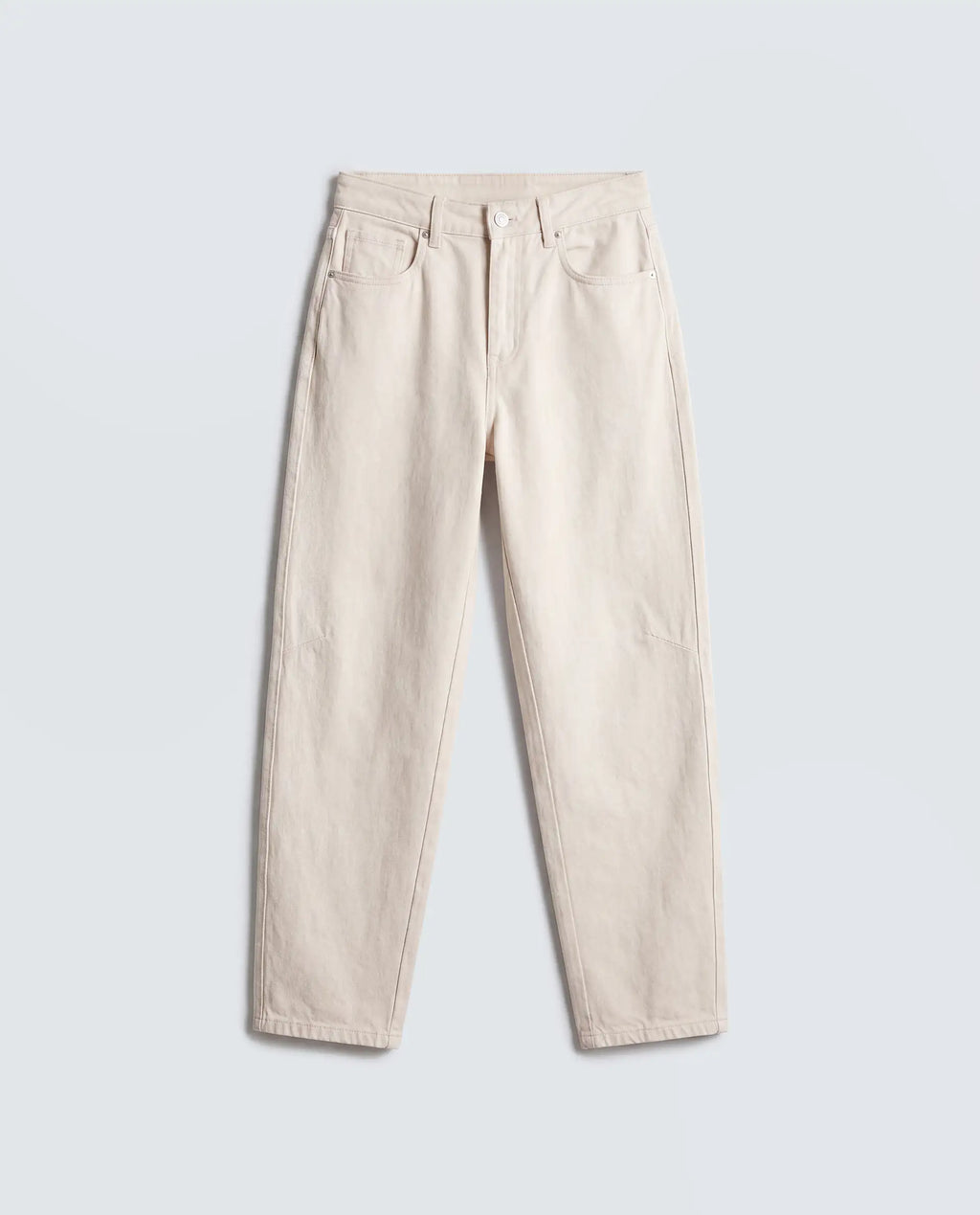 Rareism Women's Talben Beige Cotton Tall Barrel Fit Plain Jeans