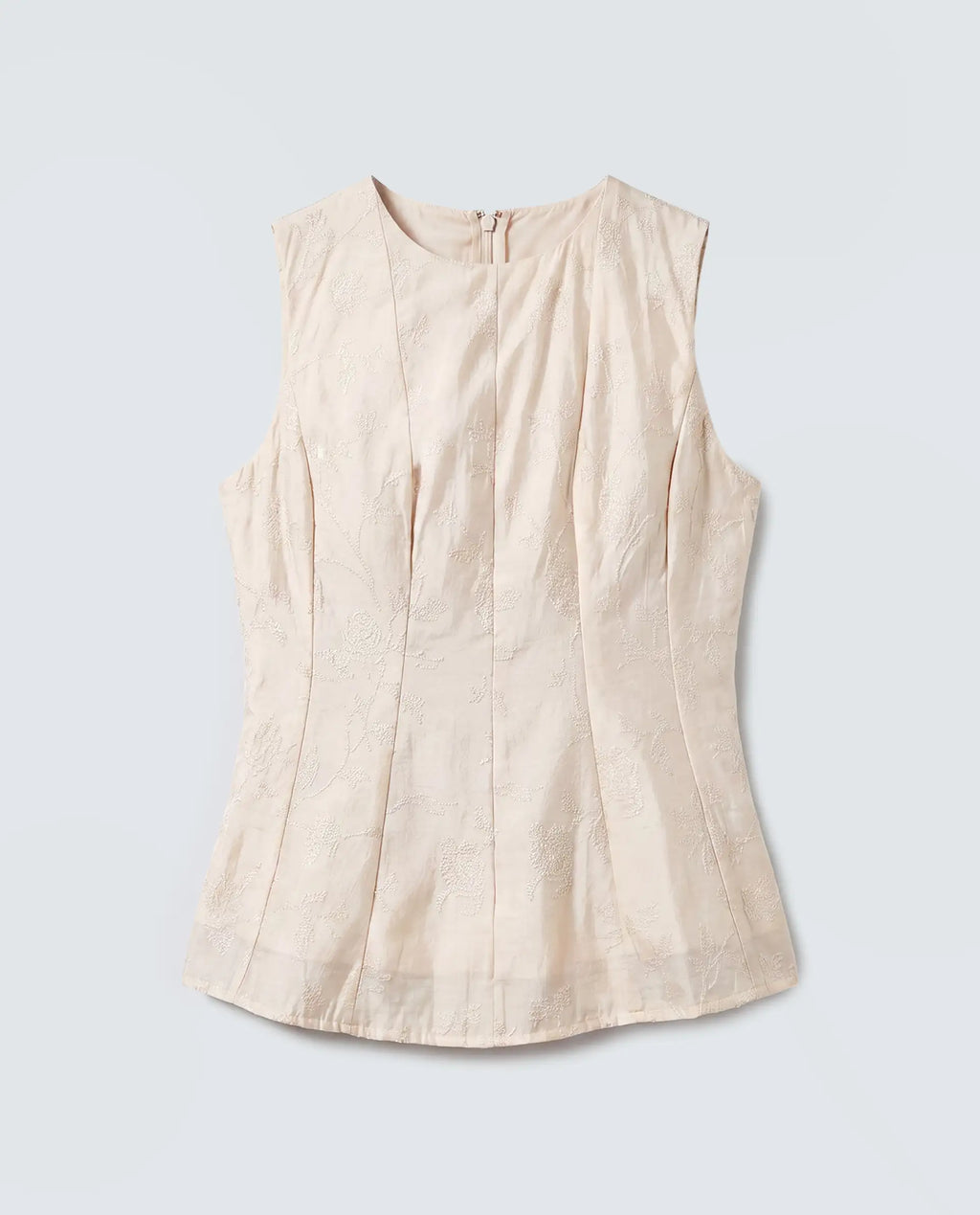 Rareism Women's Tish Pastel Beige Viscose Button And Zip Fit And Flare Plain Top