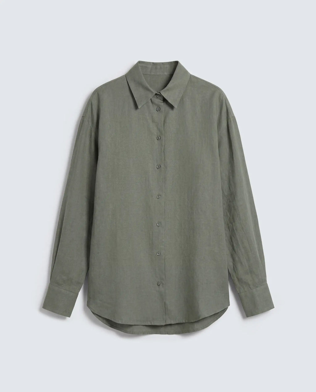Rareism Women's Uganda Dusky Green Linen Fabric Spread Collar Regular Plain Shirt