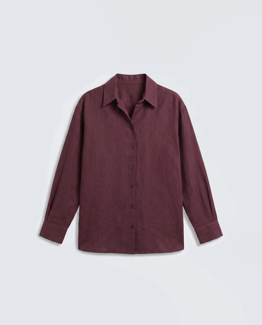 Rareism Women's Uganda Maroon Linen Spread Collar Regular Plain Shirt