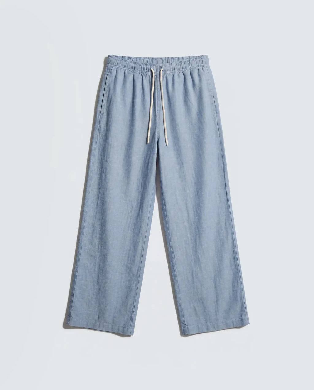 Rareism Women's Uniq Light Blue Linen Blend Fabric Straight Plain Trouser