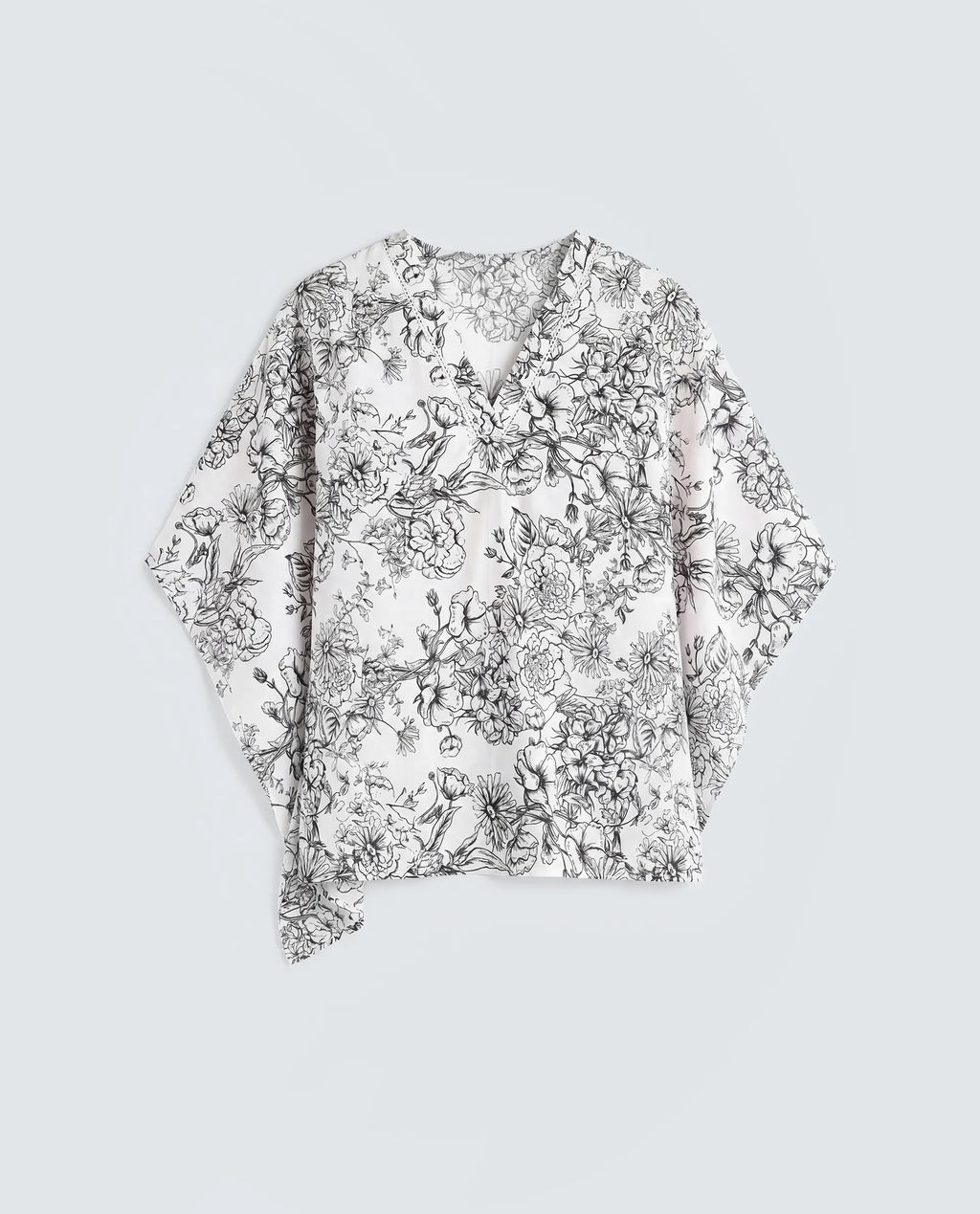 Rareism Women's Vasil White Cotton Half Sleeve V-Neck Regular Fit Floral Print Top