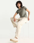 Rareism Women's Hastane Off White Modal Blend Ankle Length Regular Fit Track Pant