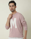 Rare Rabbit Men's Avitt Pink Cotton Jacquard Regular Fit Full Sleeve Crew Neck Sweater