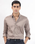 Rare Rabbit Men's Holand Beige Cotton Plain Regular Fit Full Sleeve Collared Shirt