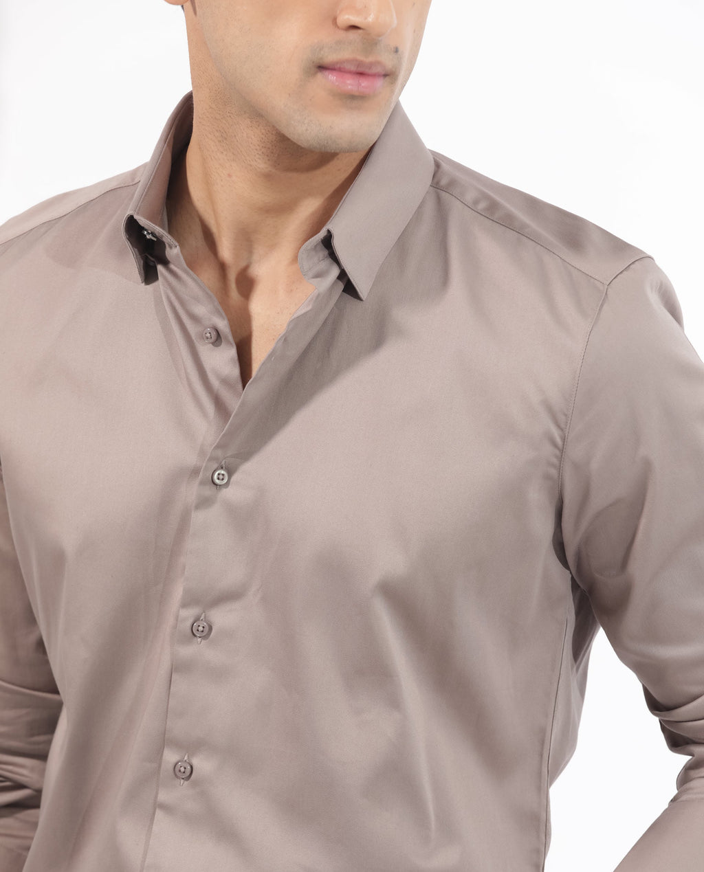 Rare Rabbit Men's Holand Beige Cotton Plain Regular Fit Full Sleeve Collared Shirt