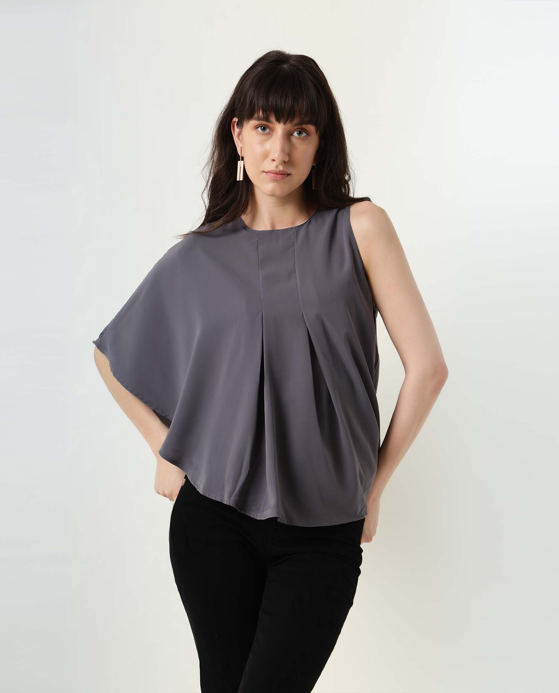 Rareism Women's Hudy Grey Top