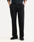 Rare Rabbit Men Pauls Black Polyester Blend Fabric Button Closure Plain Trouser