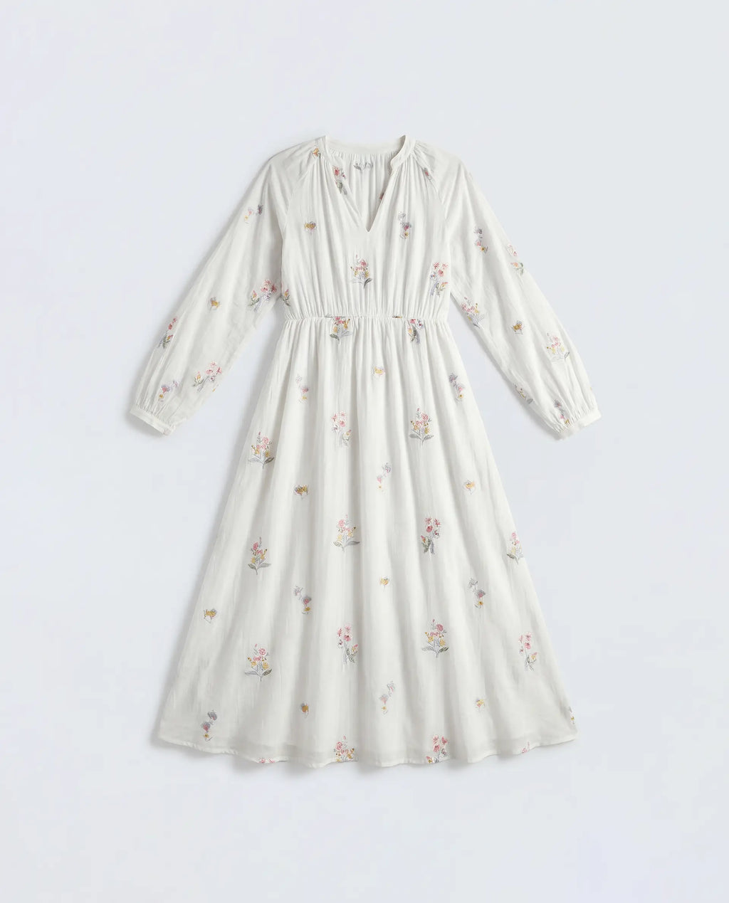 Rareism Women's Huri Off White Viscose Blend Band Collar Fit And Flare Plain Dress