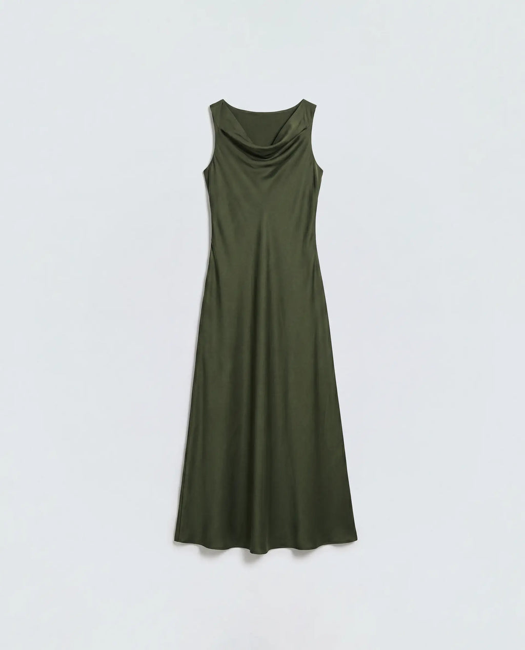 Rareism Women's Jenketss26 Olive Sleeveless Halter Neck Fit And Flare Plain Dress